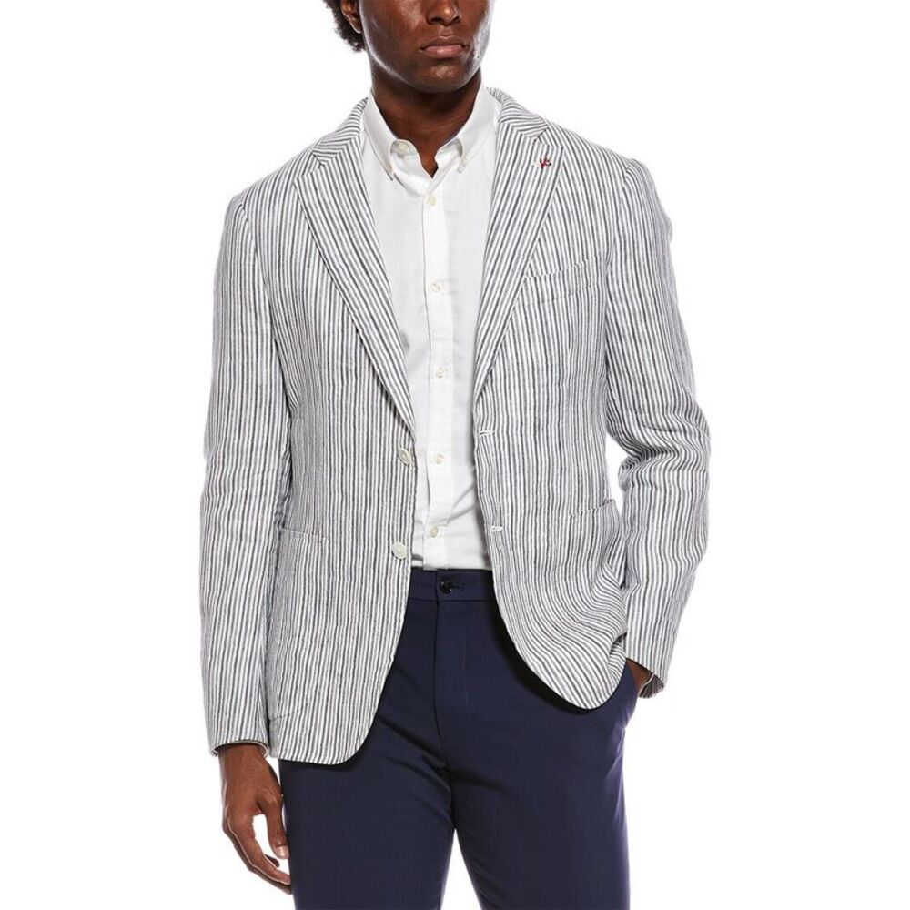 Isaia Mens Linen & Silk-Blend Jacket, White
